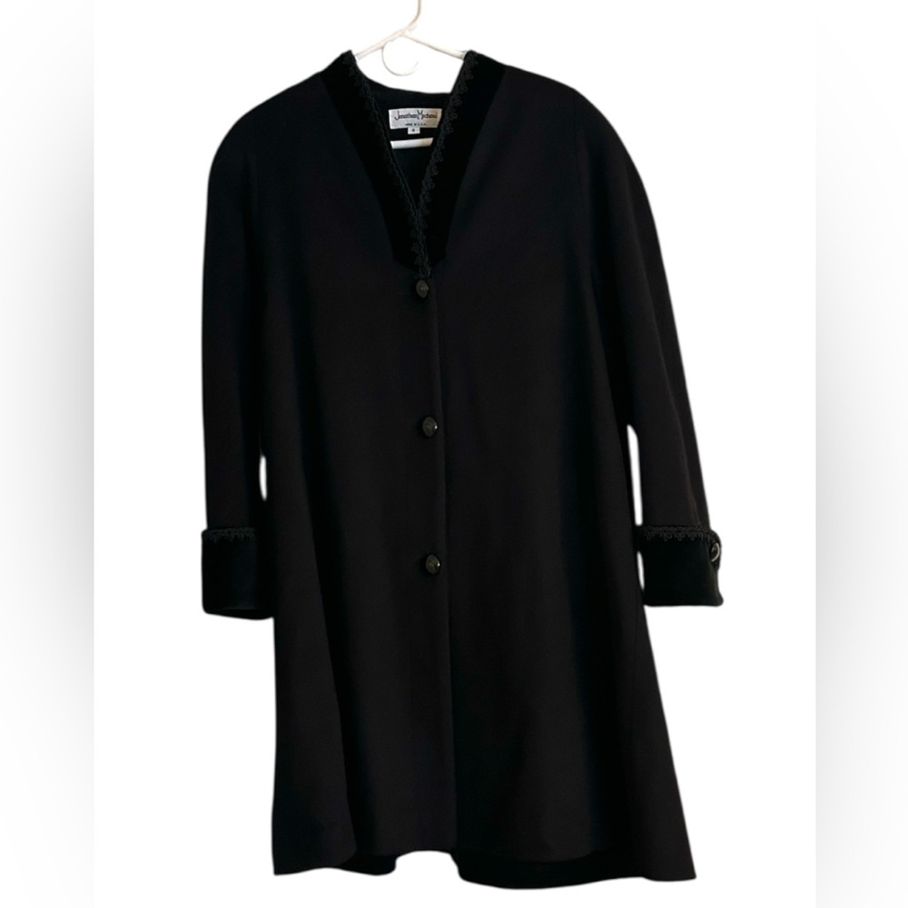Jonathan Michael Velvet Trim Wool Nylon Black Coat Women’s Size 8 - Picture 3 of 17
